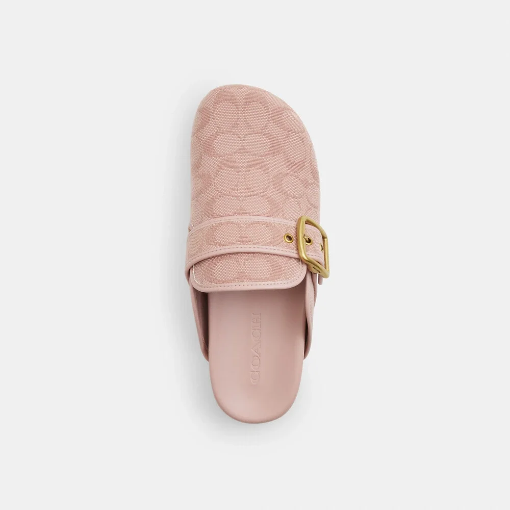 Coach Outlet Archival Buckle Clog In Signature Jacquard Canvas